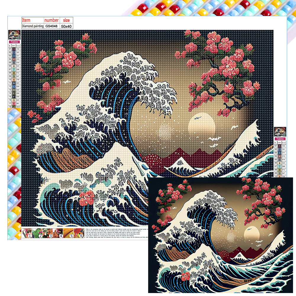 Ukiyo-E Ocean Waves 50*40CM(Canvas) Full Square Drill Diamond Painting