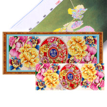 Load image into Gallery viewer, Yishu - Peony - 120*40CM 9CT 4 Stamped Cross Stitch
