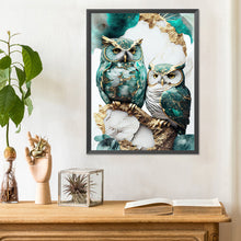 Load image into Gallery viewer, Blue-White Owl 30*40CM(Canvas) Full Round Drill Diamond Painting
