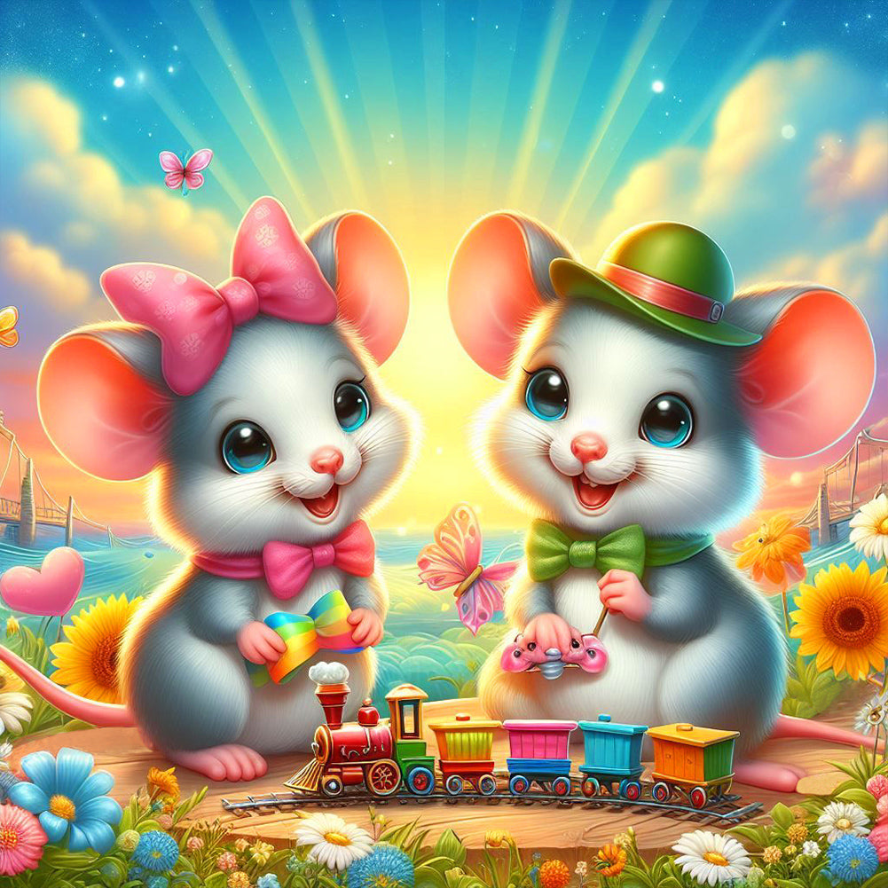 Two Mice 30*30CM(Canvas) Full Round Drill Diamond Painting