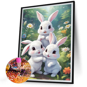 Garden Rabbit 30*40CM(Canvas) Full Round Drill Diamond Painting