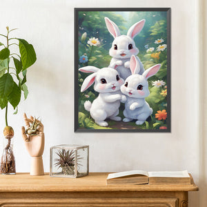 Garden Rabbit 30*40CM(Canvas) Full Round Drill Diamond Painting