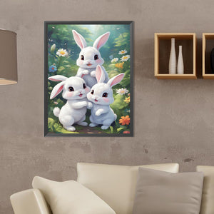 Garden Rabbit 30*40CM(Canvas) Full Round Drill Diamond Painting