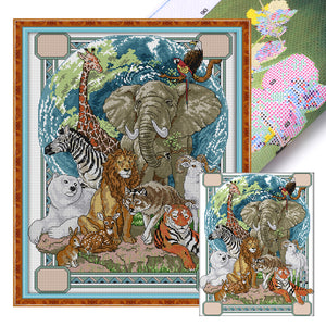 Joy Sunday - Animal - 37*48CM 14CT 2 Stamped Cross Stitch