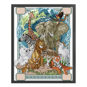 Joy Sunday - Animal - 37*48CM 14CT 2 Stamped Cross Stitch