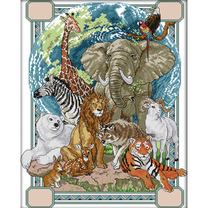 Joy Sunday - Animal - 37*48CM 14CT 2 Stamped Cross Stitch