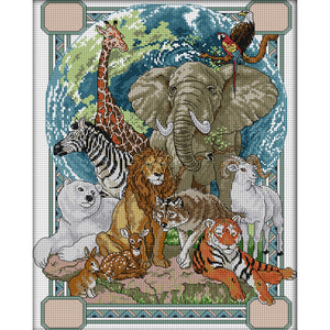 Joy Sunday - Animal - 37*48CM 14CT 2 Stamped Cross Stitch