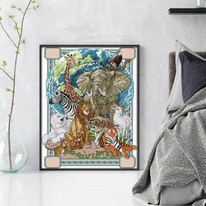 Joy Sunday - Animal - 37*48CM 14CT 2 Stamped Cross Stitch