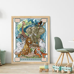 Joy Sunday - Animal - 37*48CM 14CT 2 Stamped Cross Stitch