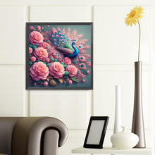 Load image into Gallery viewer, Peacock With Roses 40*40CM(Canvas) Full Round Drill Diamond Painting
