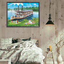 Load image into Gallery viewer, Retro Oil Painting Of A Docked Cruise Ship 40*30CM(Picture) Full Square Drill Diamond Painting

