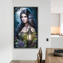 Load image into Gallery viewer, Lantern Girl And Owl 40*70CM(Picture) Full Round Drill Diamond Painting
