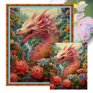 Yishu - Flower And Dragon - 50*60CM 11CT 3 Stamped Cross Stitch
