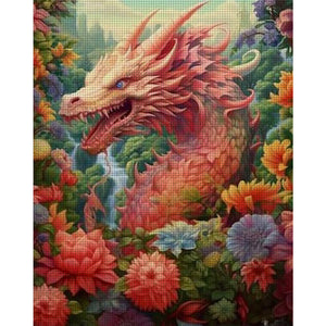 Yishu - Flower And Dragon - 50*60CM 11CT 3 Stamped Cross Stitch