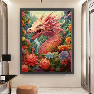 Yishu - Flower And Dragon - 50*60CM 11CT 3 Stamped Cross Stitch