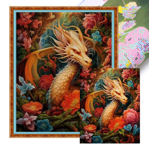 Yishu - Flower And Dragon - 50*60CM 11CT 3 Stamped Cross Stitch