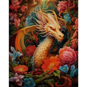 Yishu - Flower And Dragon - 50*60CM 11CT 3 Stamped Cross Stitch