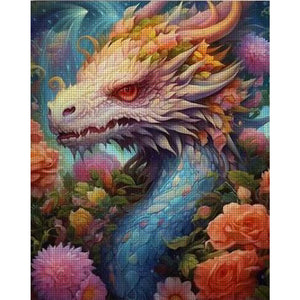 Yishu - Flower And Dragon - 50*60CM 11CT 3 Stamped Cross Stitch