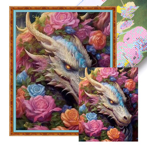Yishu - Flower And Dragon - 50*60CM 11CT 3 Stamped Cross Stitch