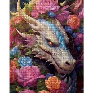 Yishu - Flower And Dragon - 50*60CM 11CT 3 Stamped Cross Stitch