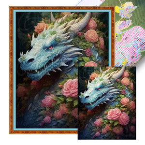 DIY - Flower And Dragon - 50*60CM 11CT 3 Stamped Cross Stitch