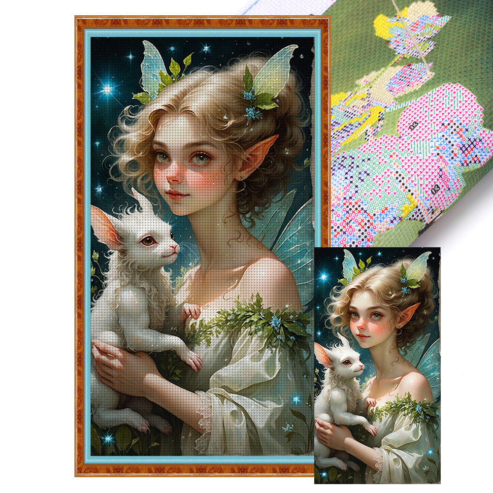 Yishu - Elf Girl - 40*75CM 11CT 3 Stamped Cross Stitch