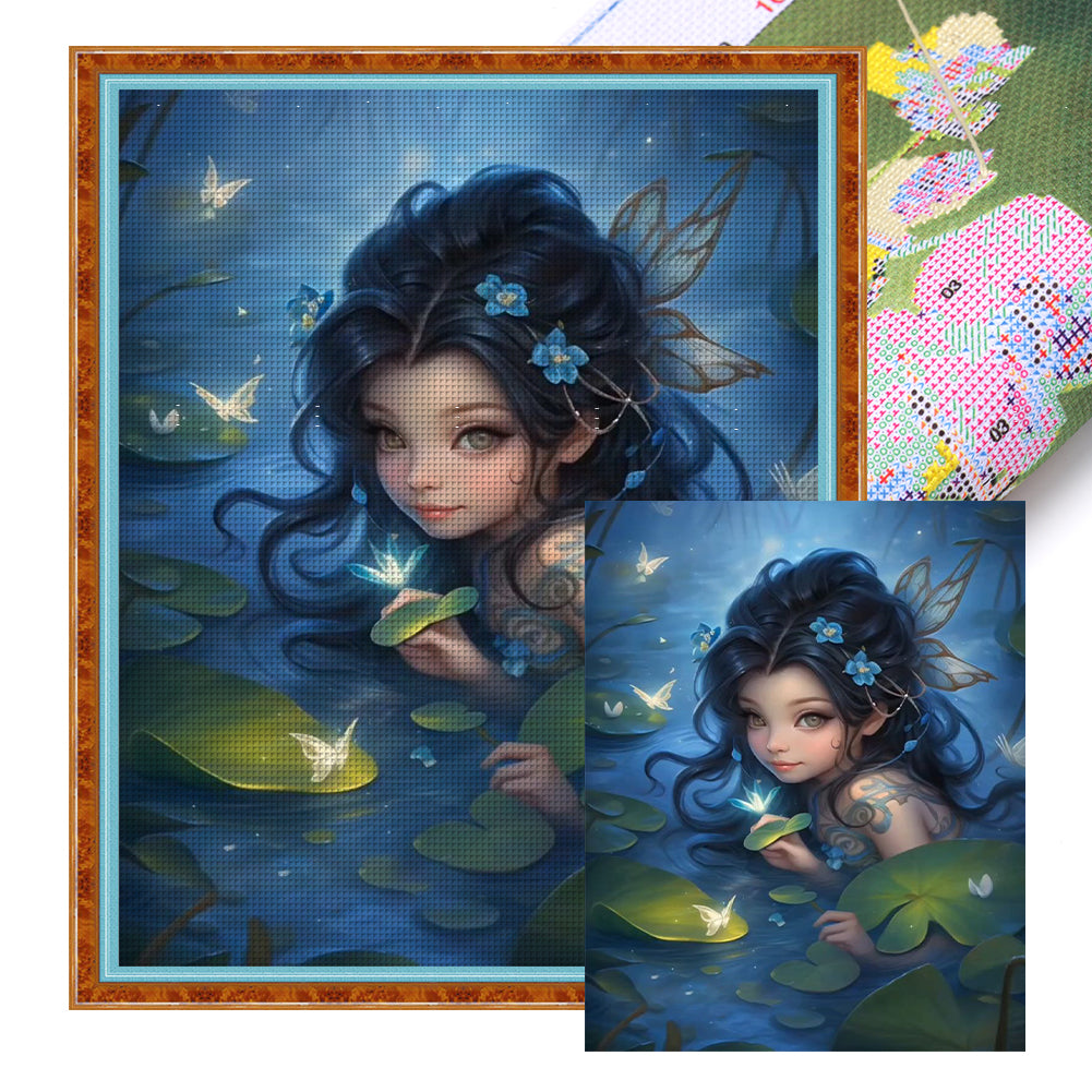 Yishu - Butterfly Fairy Girl - 50*60CM 11CT 3 Stamped Cross Stitch