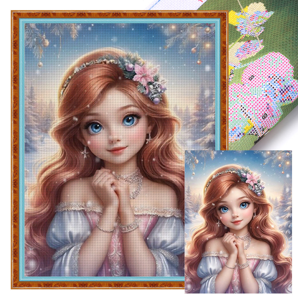 Yishu - Winter Girl - 50*65CM 11CT 3 Stamped Cross Stitch