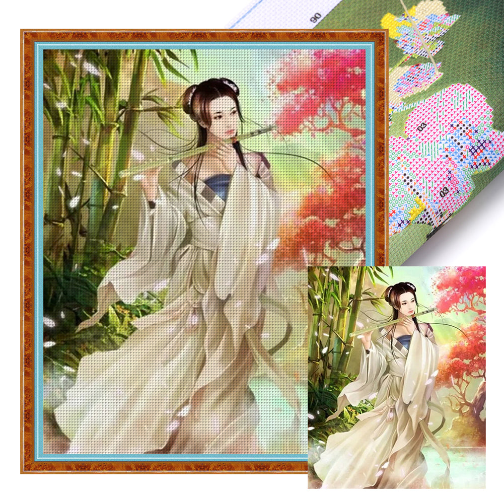 Yishu - Ancient Style Girl - 40*50CM 11CT 3 Stamped Cross Stitch
