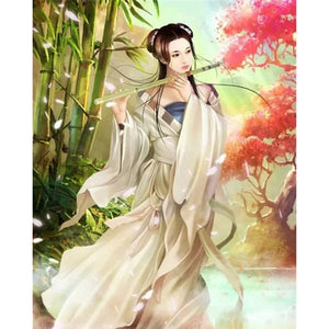 Yishu - Ancient Style Girl - 40*50CM 11CT 3 Stamped Cross Stitch