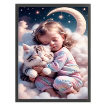 Load image into Gallery viewer, Huancan - Little Girl And Kitten On The Cloud - 40*55CM 11CT 3 Stamped Cross Stitch
