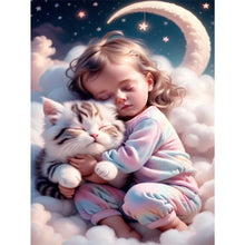 Load image into Gallery viewer, Huancan - Little Girl And Kitten On The Cloud - 40*55CM 11CT 3 Stamped Cross Stitch
