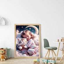 Load image into Gallery viewer, Huancan - Little Girl And Kitten On The Cloud - 40*55CM 11CT 3 Stamped Cross Stitch
