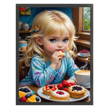 Load image into Gallery viewer, Huancan - Blonde Girl Eating Breakfast - 40*55CM 11CT 3 Stamped Cross Stitch
