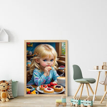 Load image into Gallery viewer, Huancan - Blonde Girl Eating Breakfast - 40*55CM 11CT 3 Stamped Cross Stitch
