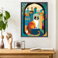 Load image into Gallery viewer, Cat In A Mural Town 30*40CM(Canvas) Full Round Drill Diamond Painting
