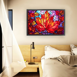 Huancan - Glass Painting - Maple Leaf - 60*40CM 11CT 3 Stamped Cross Stitch
