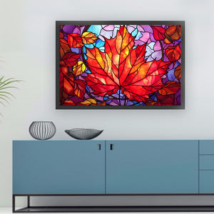 Huancan - Glass Painting - Maple Leaf - 60*40CM 11CT 3 Stamped Cross Stitch