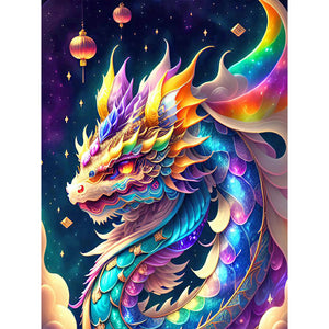Colorful Dragon In The Starry Sky 30*40CM(Canvas) Full Round Drill Diamond Painting