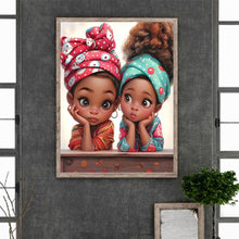 Load image into Gallery viewer, Black Sisters 30*40CM(Canvas) Full Round Drill Diamond Painting
