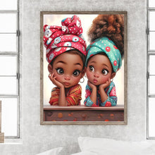 Load image into Gallery viewer, Black Sisters 30*40CM(Canvas) Full Round Drill Diamond Painting
