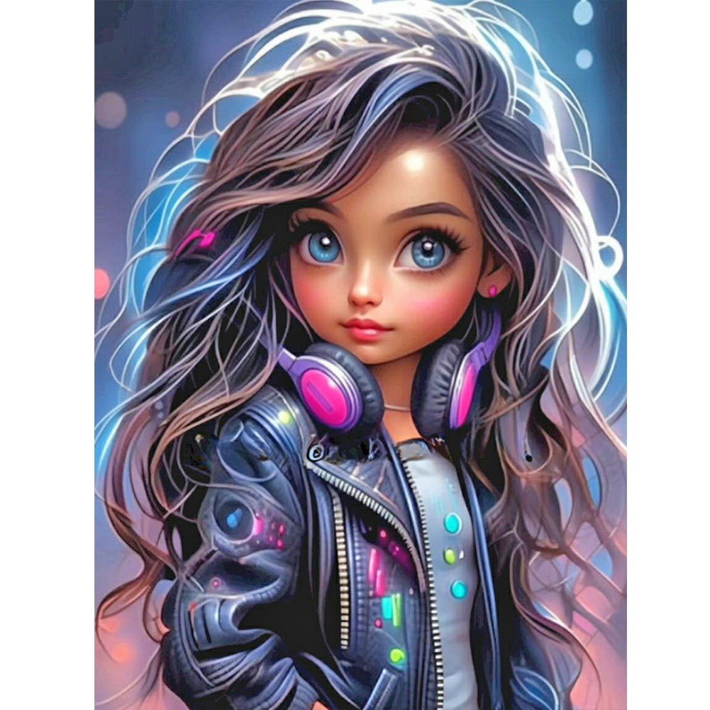 Cool Little Girl 30*40CM(Canvas) Full Round Drill Diamond Painting