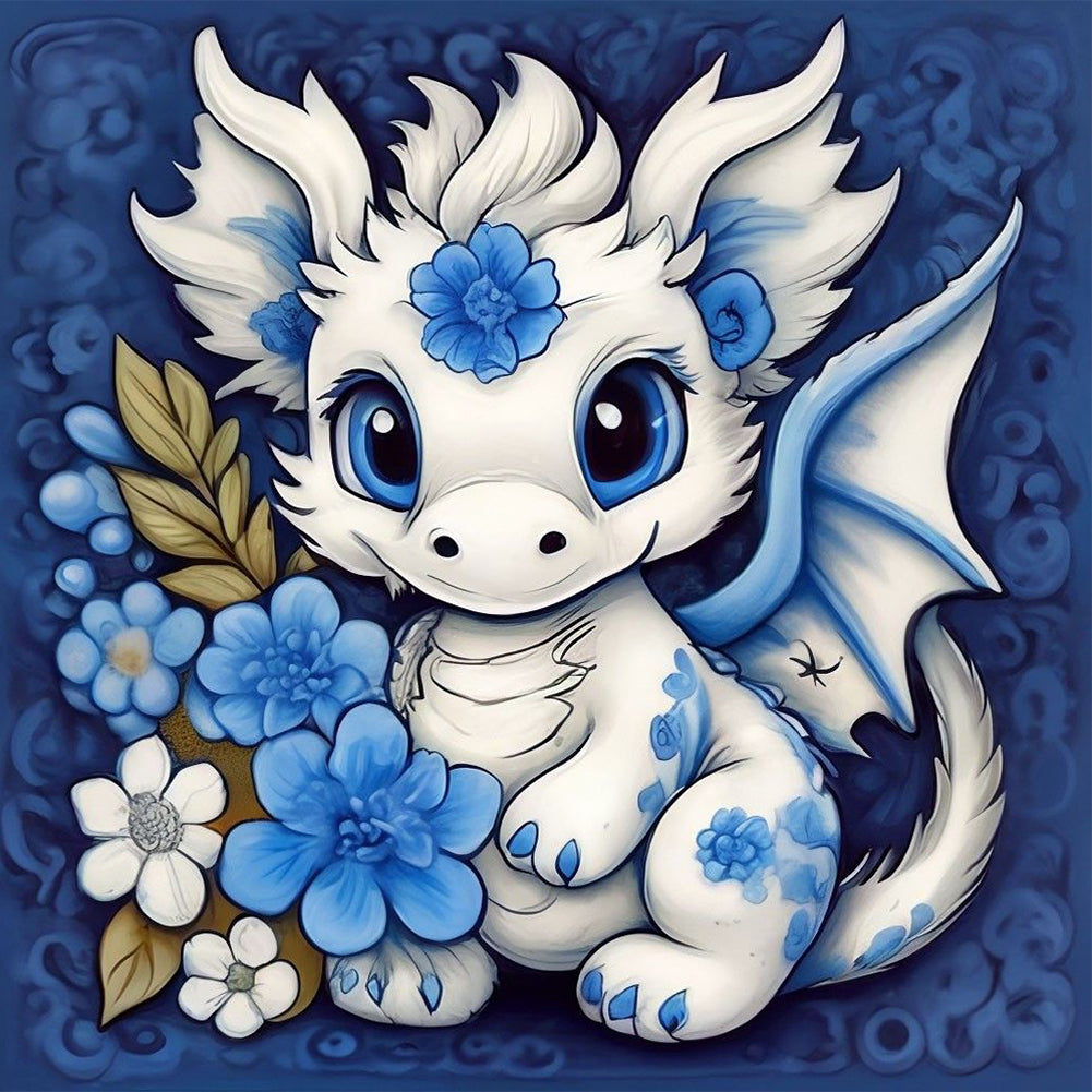 White Dragon 30*30CM(Canvas) Full Round Drill Diamond Painting