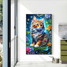 Load image into Gallery viewer, Glowing Cat 40*60CM(Canvas) Full Round Drill Diamond Painting
