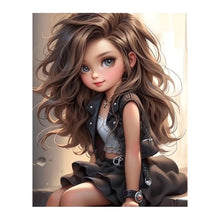 Load image into Gallery viewer, Yishu - Big-Eyed Long-Haired Girl - 40*50CM 11CT 3 Stamped Cross Stitch

