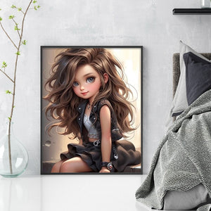 Yishu - Big-Eyed Long-Haired Girl - 40*50CM 11CT 3 Stamped Cross Stitch