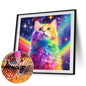Rainbow Cat 30*30CM(Canvas) Full Round Drill Diamond Painting
