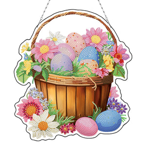 Easter Theme 2D Flat DIY Diamond Art Pendant Egg Shape Diamond Painting Set