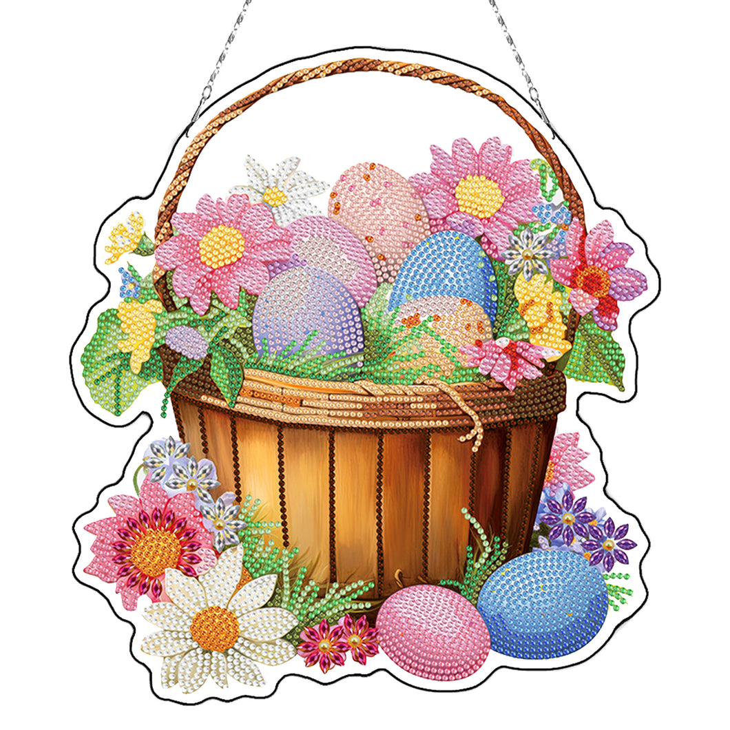 Easter Theme 2D Flat DIY Diamond Art Pendant Egg Shape Diamond Painting Set