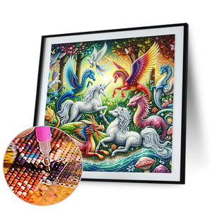 Fantasy Creatures By The Stream 30*30CM(Canvas) Full Round Drill Diamond Painting